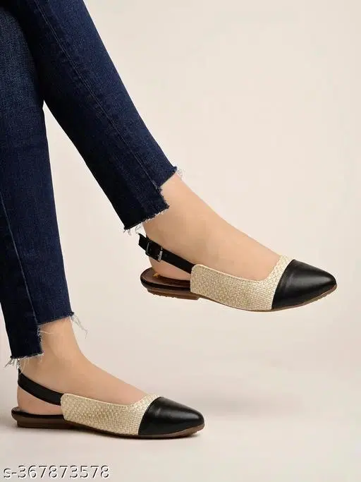 Solid Comfort Ballerinas for Women (Black, IND-4)