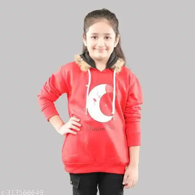 Full Sleeves Hoodies for Girls (Orange, 6-7 Years)