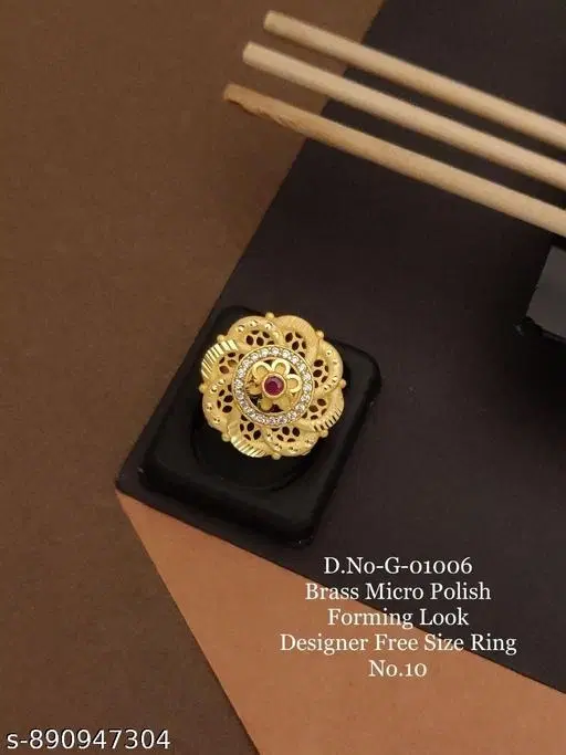 Stylish Ring for Women (Gold, Free Size)