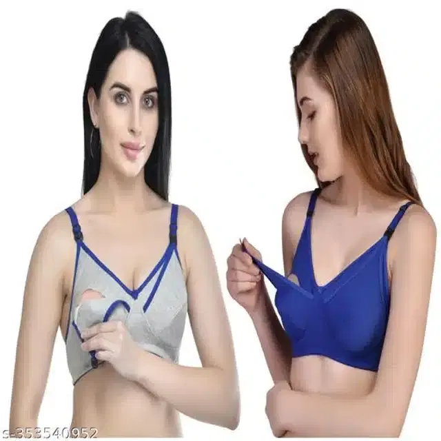 Polycotton Feeding Bra for Women, Pack of 2 (Assorted, XXL)