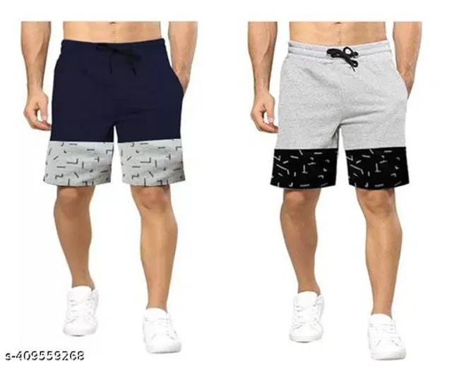 Cotton Shorts for Men, Pack of 2 (Multicolor, 30)