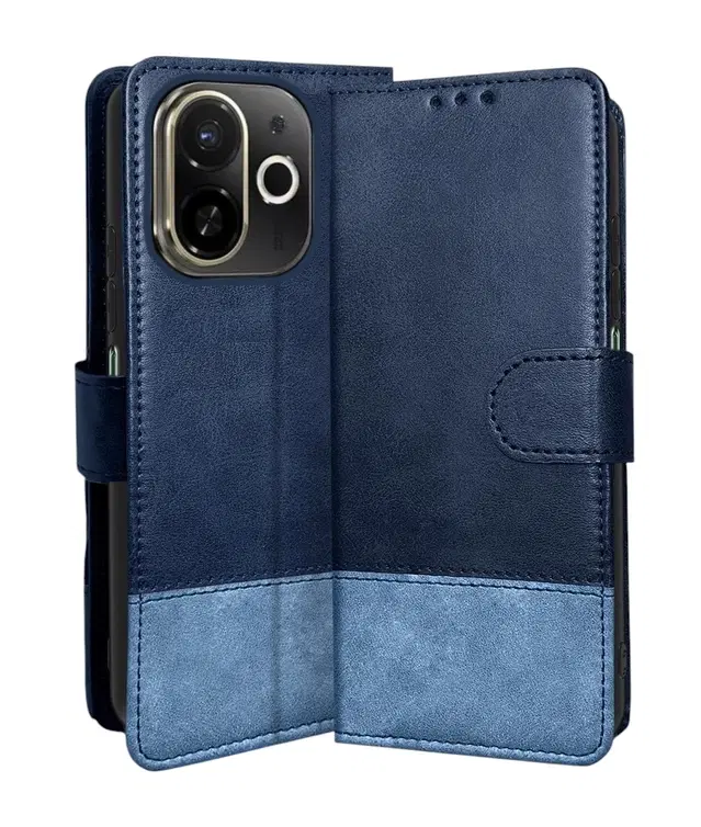 Artificial Leather Flip Cover For Tecno Kl8H / Spark 30C 5G, Blue