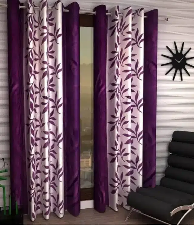 Window Curtains, Pack of 2, Purple, 5 feet