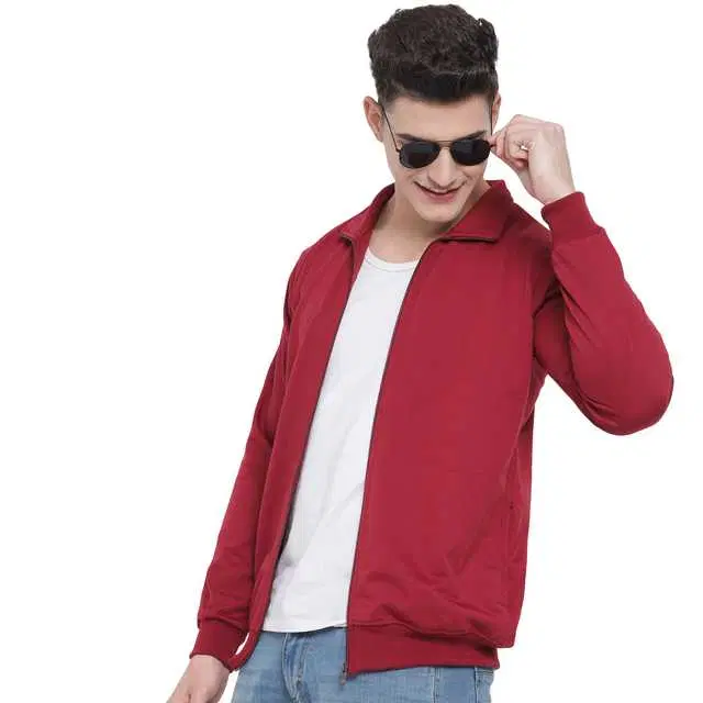 Inktees Polycotton Casual Men's Jacket (Maroon, M) (S158)