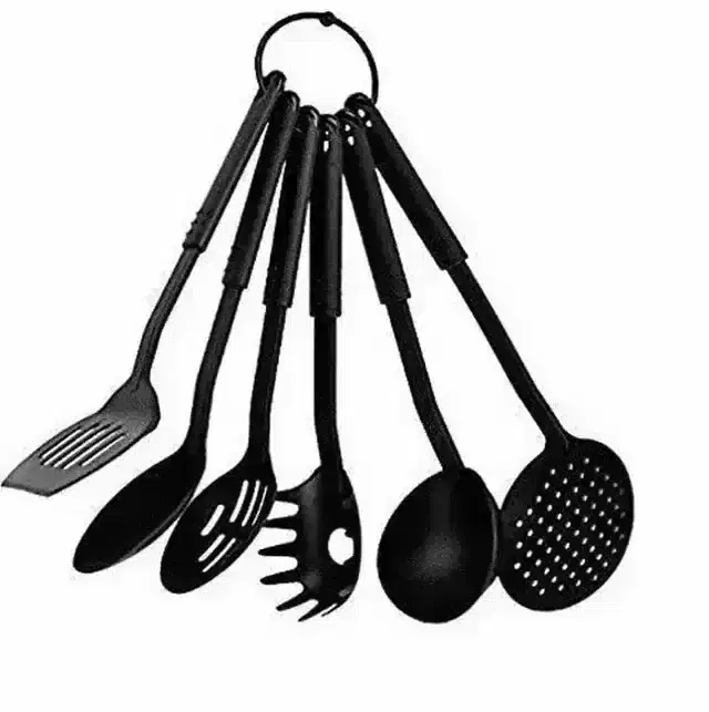 Pallavi Trading 6 Pcs/Set Nylon Heat-Resistant Plastic Spoon Spatula Turner Scoop Kitchen Cooking Utensil Tools Set