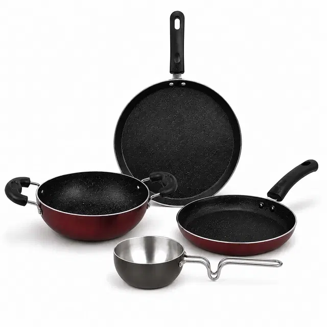 SimpleHome Non-Stick Aluminium Cookware Combo Set (4-Piece)