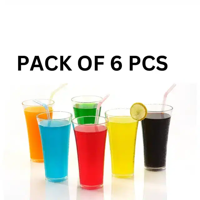 Plastic Unbreakable Water & Juice Glass Set, Pack of 6, White, 299 ml