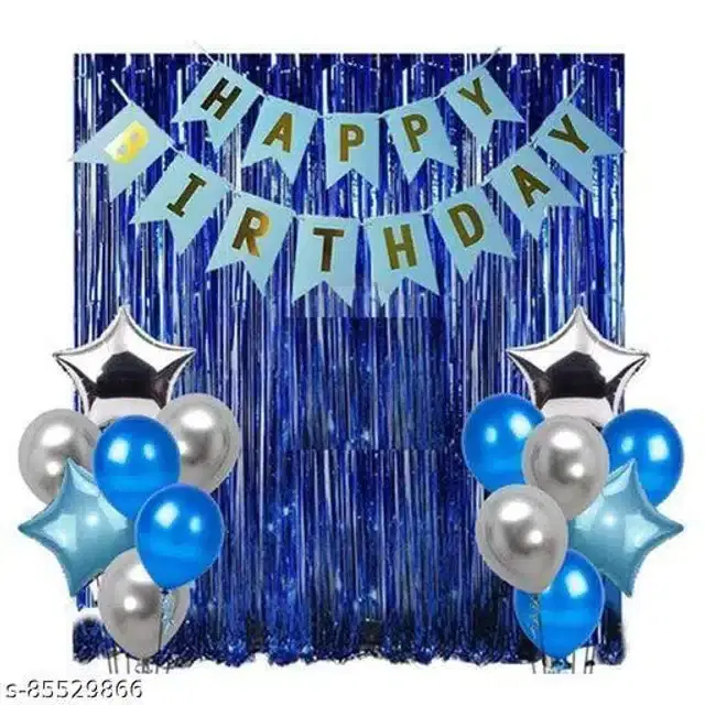 Birthday Decoration Kit, Blue & Silver