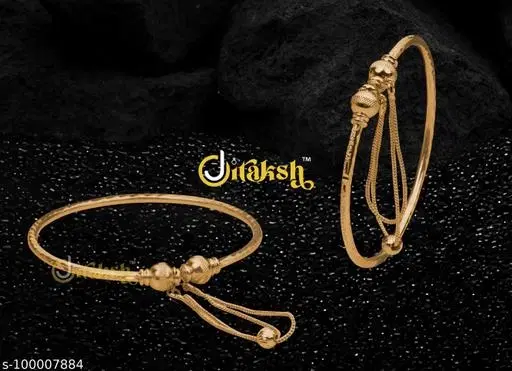 Bangle Style Bracelets & Bangles for Women, Pack of 2 (Gold, Free Size)