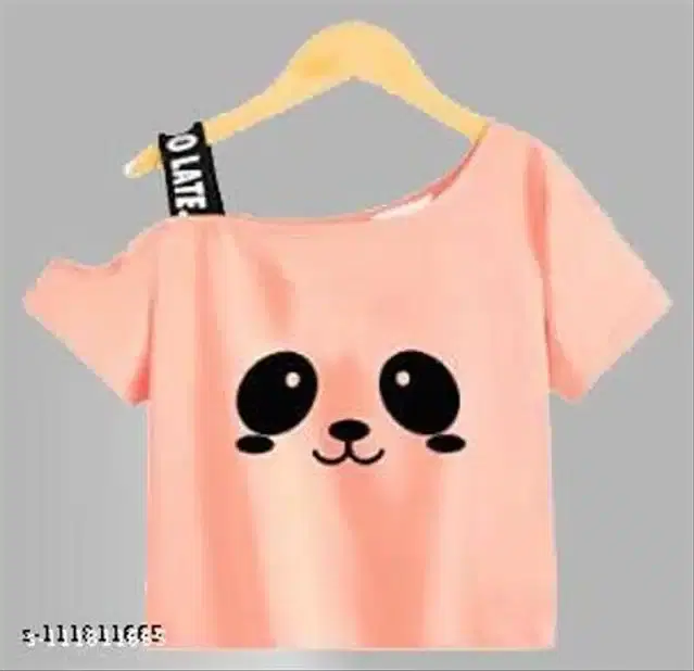 Cotton Half Sleeves Top for Girls (Peach, 3-4 Years)