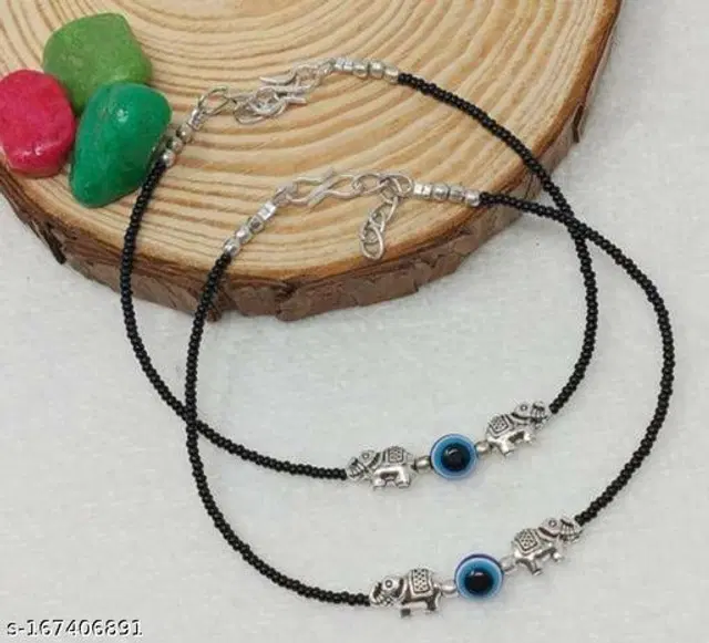 Alloy Anklets for Women, Pack of 2 (Multicolor)