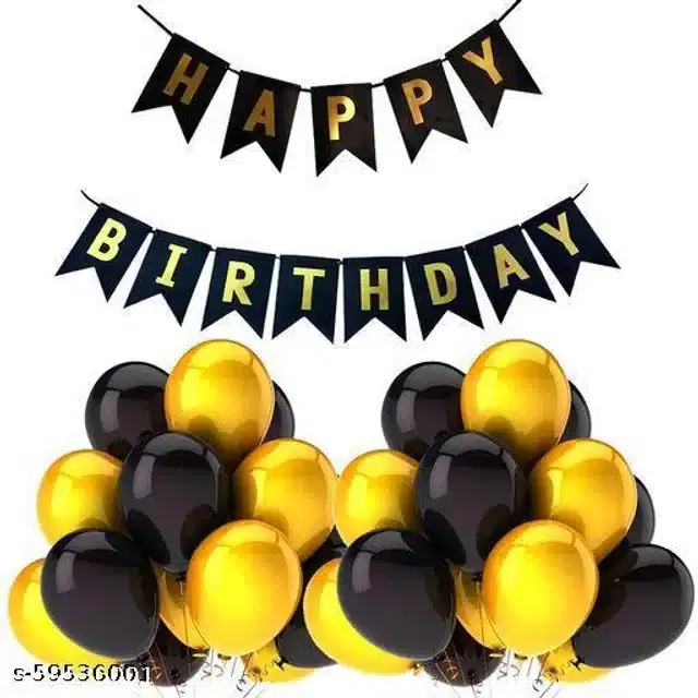 Birthday Decoration Kit, Black & Gold
