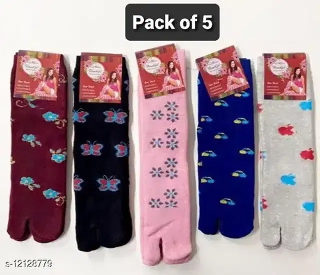 Wool Socks for Women, Set of 5 (Multicolor)