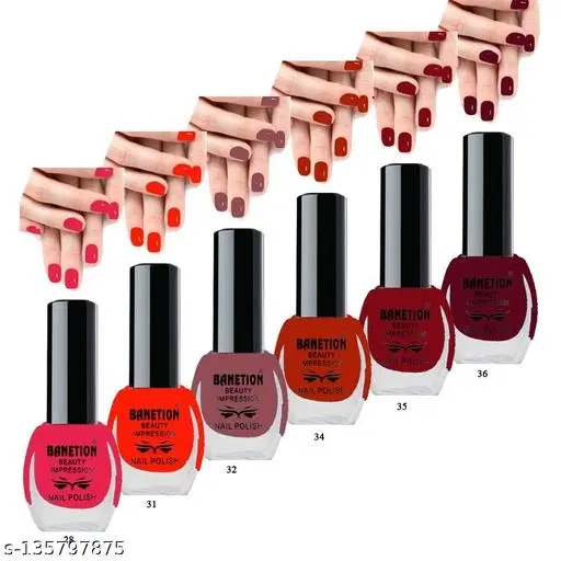 Banetion Matte Nail Polish, Multicolor, Pack of 6