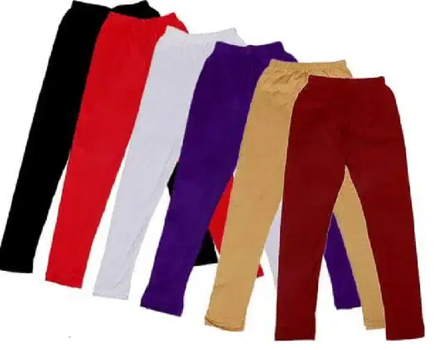Soft & Comfortable Leggings for Girls, Pack of 6 (Multicolor, 14-15 Years)