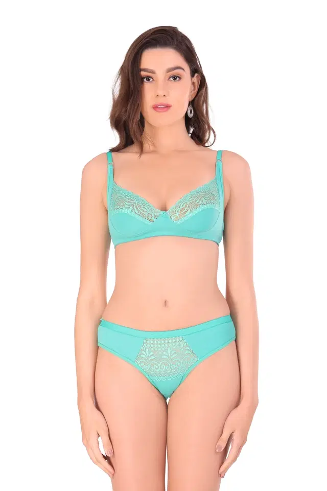 Cotton Blend Solid Non Padded Lingerie Set for Women (Multicolor, 30)