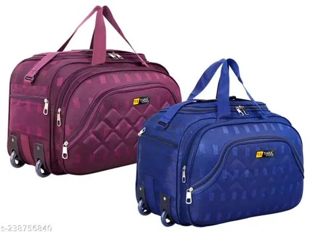 Polyester Duffel Bags, Blue & Purple, Pack of 2