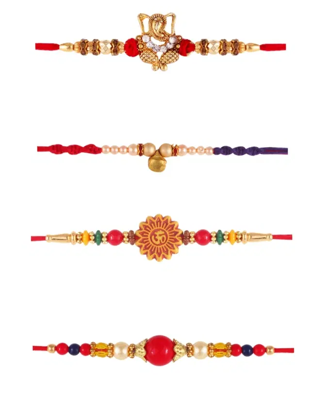 Designer Rakhi for Rakshabandhan, Multicolor, Pack of 4