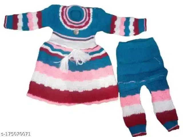 Woolen Sweater & Pant for Girls (Multicolor, 3-6 Months)