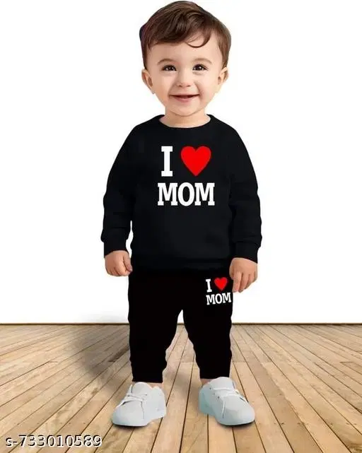 Cotton Blend Printed Clothing Set for Boys, Black (6-7 Years)