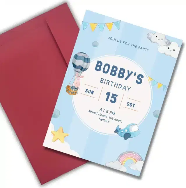 Birthday Party Greetings with Envelope, Multicolor