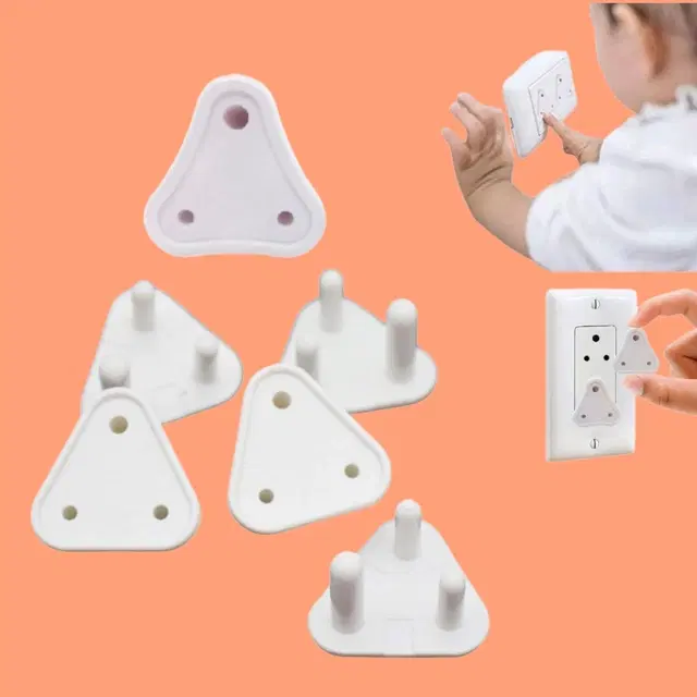 Child Safety Electric Socket Plug Guards, White, Pack of 6