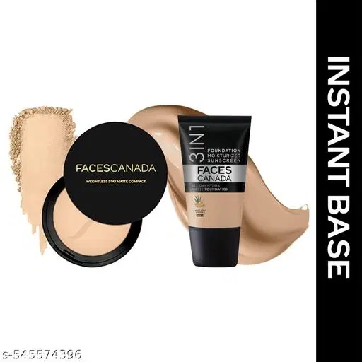 Faces Canada All Day Hydra Matte Foundation Mini- Medium Natural 022 (18 ml) & Weightless Stay Matte Finish Compact Powder Natural 02 (9 g) Combo| 10hr Long Wear | Blends Effortlessly