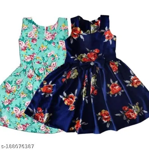 Party Dress for Girls (Aqua Blue, 1-2 Years)