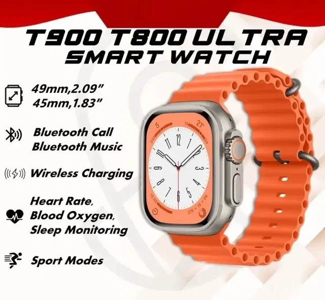 Silicone Strap S8 Ultra Smart Watch, Orange