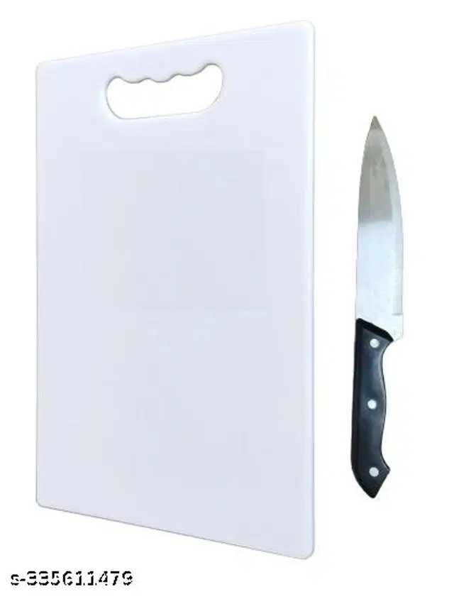 Plastic Chopping Board with Knife, Multicolor, of 1