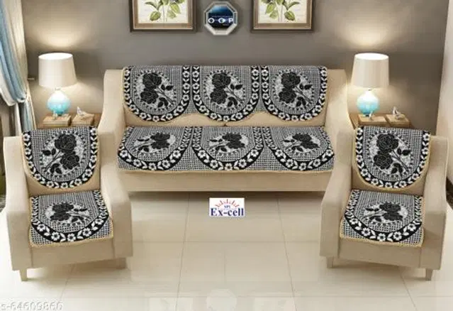 Polycotton 5 Seater Sofa Covers, Black, Set of 1