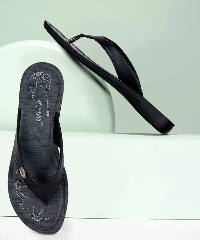 aerowalk Flats for Women (Black, 7)