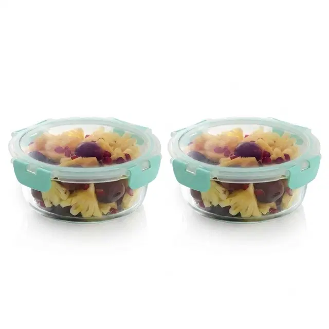 Magnus Glass Food Round Container 950ML | Pack of 2