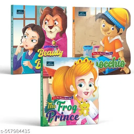 BOOKFORD Fairy Tale Shaped Board Book | Beauty and the Beast, Pinocchio, and The Frog Princ | for kids | fairy tales for kids | board book | story book | (Set of 3)