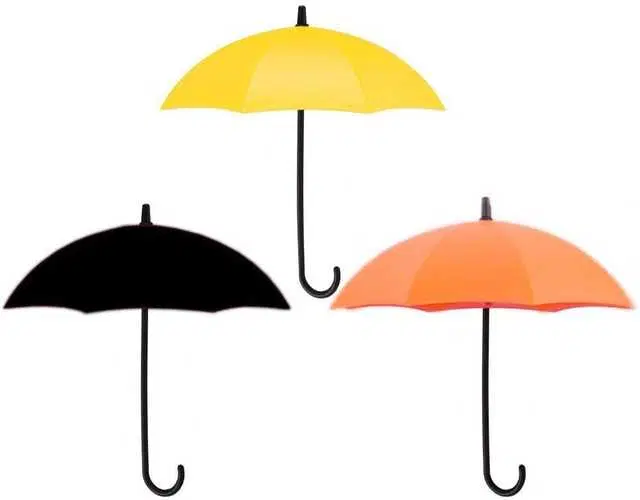 Pinak Plastic Umbrella Key Hat Wall Multipurpose Holder Hanger Hooks, Pack Of 3, Multicolour, PS-204