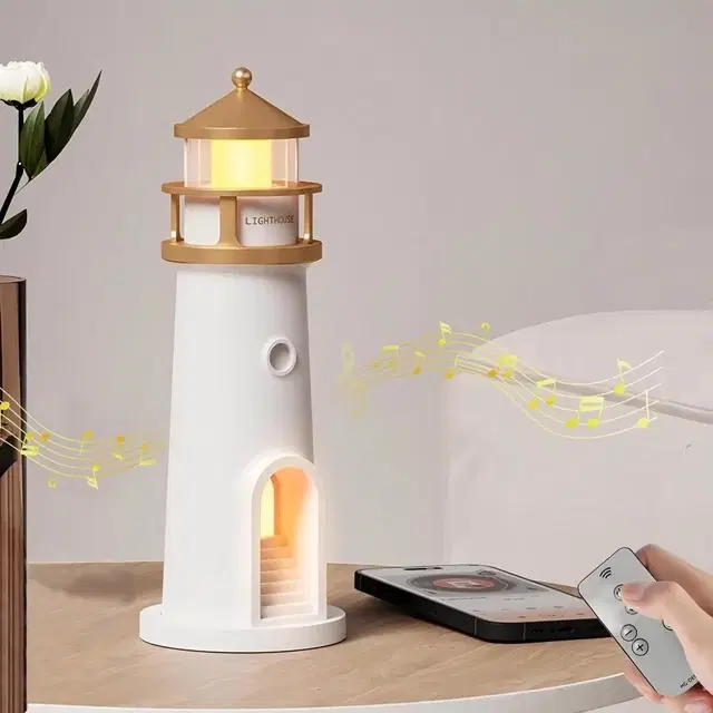 Rechargeable Moon Projector Lighthouse Lamp With Bluetooth Speaker