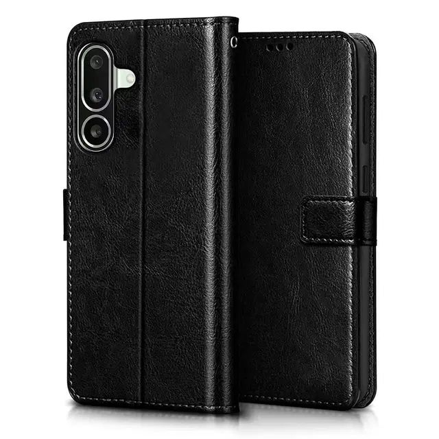 Artificial Leather Flip Cover For Samsung F56 5G / M56 5G, Black