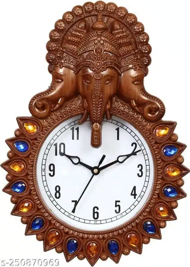 Plastic Analog Wall Clock, Brown & White