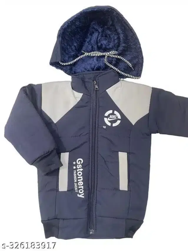 Woolen Jacket for Boys (Navy Blue & Grey, 2-3 Years)