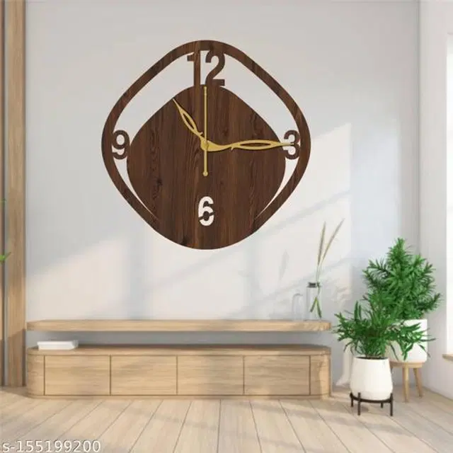 Wooden Wall Clock for Home, Brown