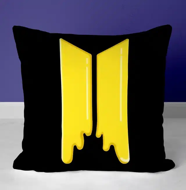 BTS Signature Printed Cushion Cover, Multicolor, 12X12 Inch, Gt-017