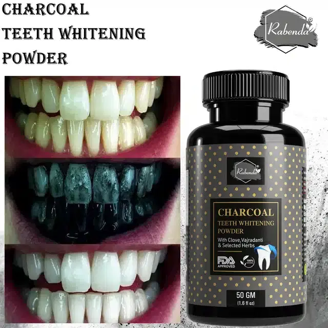 Rabenda Natural Activated Charcoal Tooth Powder for Instant Teeth Whitening, 50 g