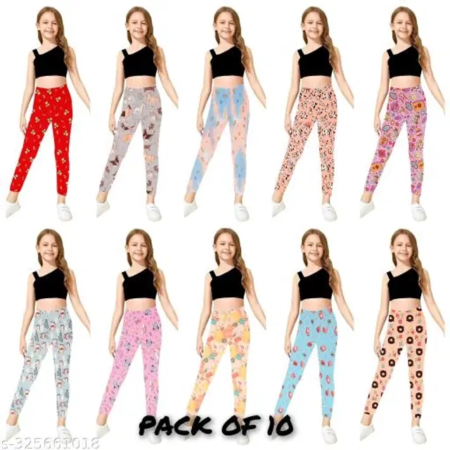Polycotton Leggings for Women, Pack of 10 (Multicolor, 2-3 Years)
