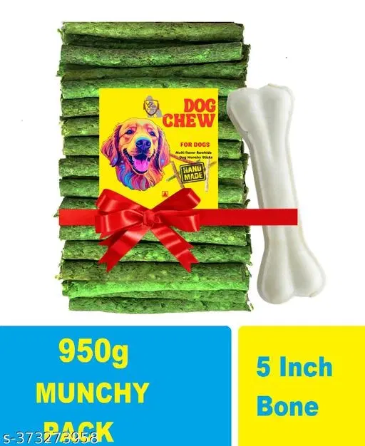 Vegitable flavor Rawhide Munchy Strips for All Breed Dogs ,950g , (Pack Of 1)