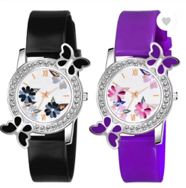 Analog Watch for Women & Girls, Pack of 2 (Multicolor)
