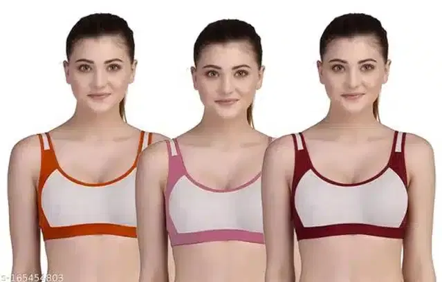Hosiery Padded Bra for Women, Pack of 3 (Multicolor, 34B)