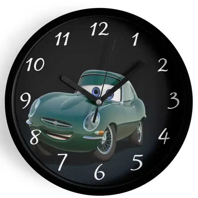 Analog Cars Wall Clock for Home, Black, 7 Inches