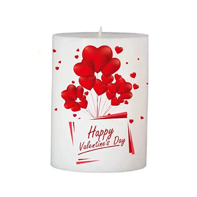 Floish Decor Premium Printed Valentines Day Pillar Candle