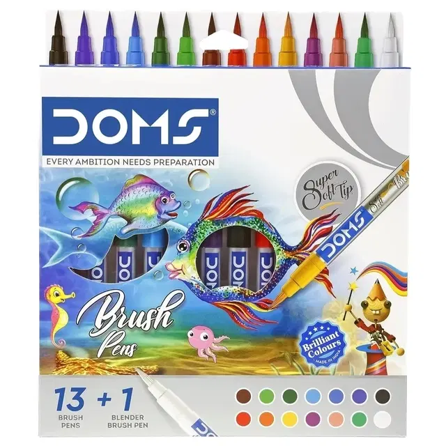 Doms 14 Shades Brush Pen With Brilliant Colors [Multicolor]