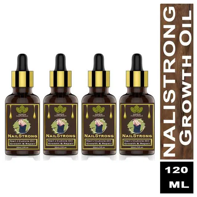 Haria Naturals Pure Nail Strong Oil For Cuticle Care, Nail Growth & Strength 30 ml, pack of 4, 120 ml , Pack of 4, B-15211